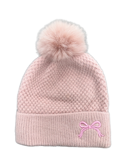 ALB Custom Women's Embroidered Bow Pom Beanie
