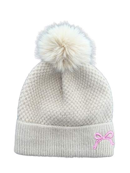 ALB Custom Women's Embroidered Bow Pom Beanie