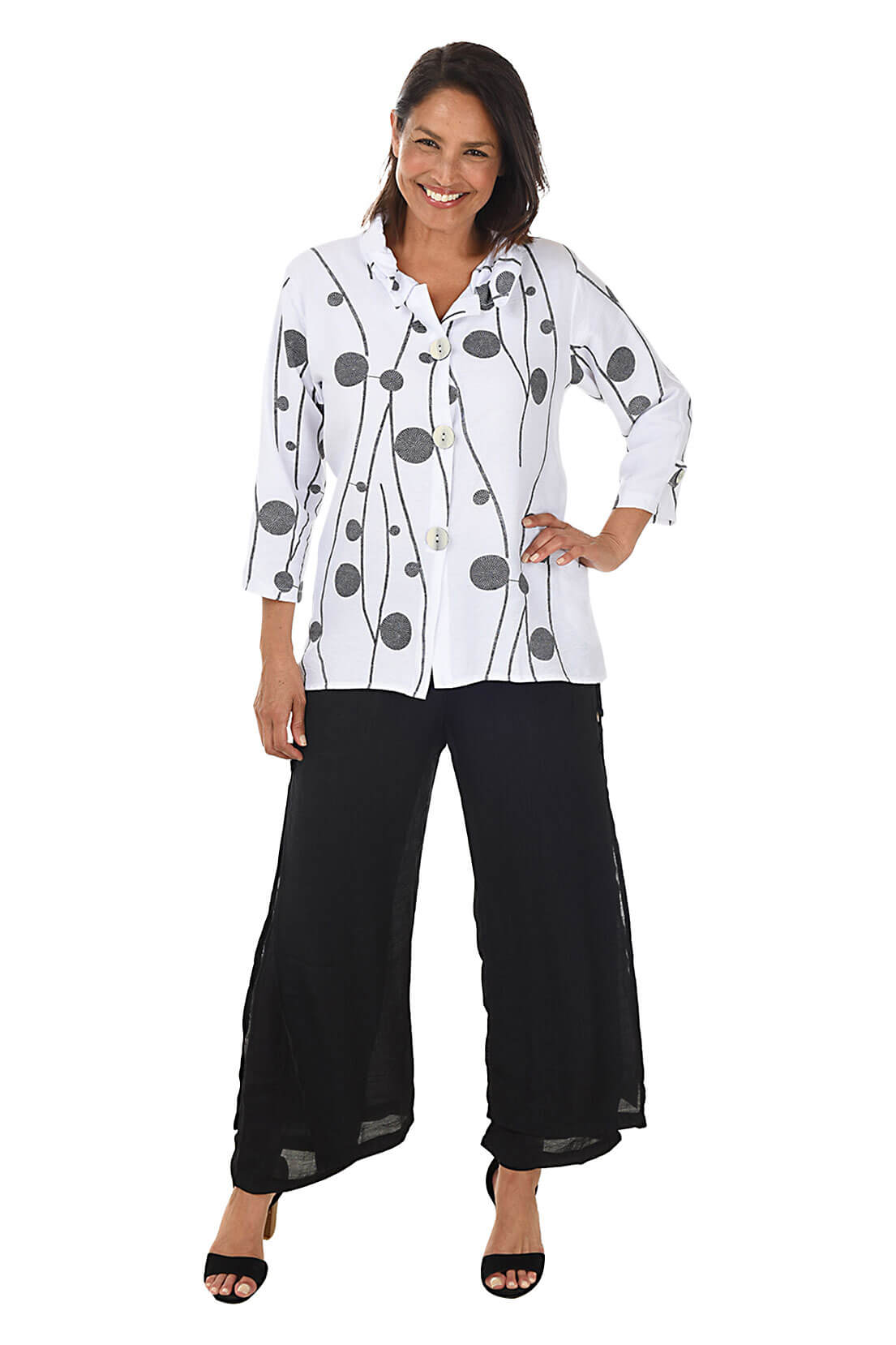 Triple Button Flowy Layered Pant
