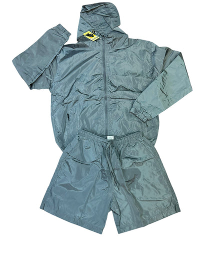 Windbreaker Jacket and Shorts Set Grey