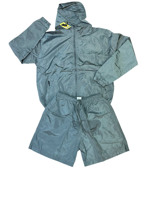 Windbreaker Jacket and Shorts Set Grey