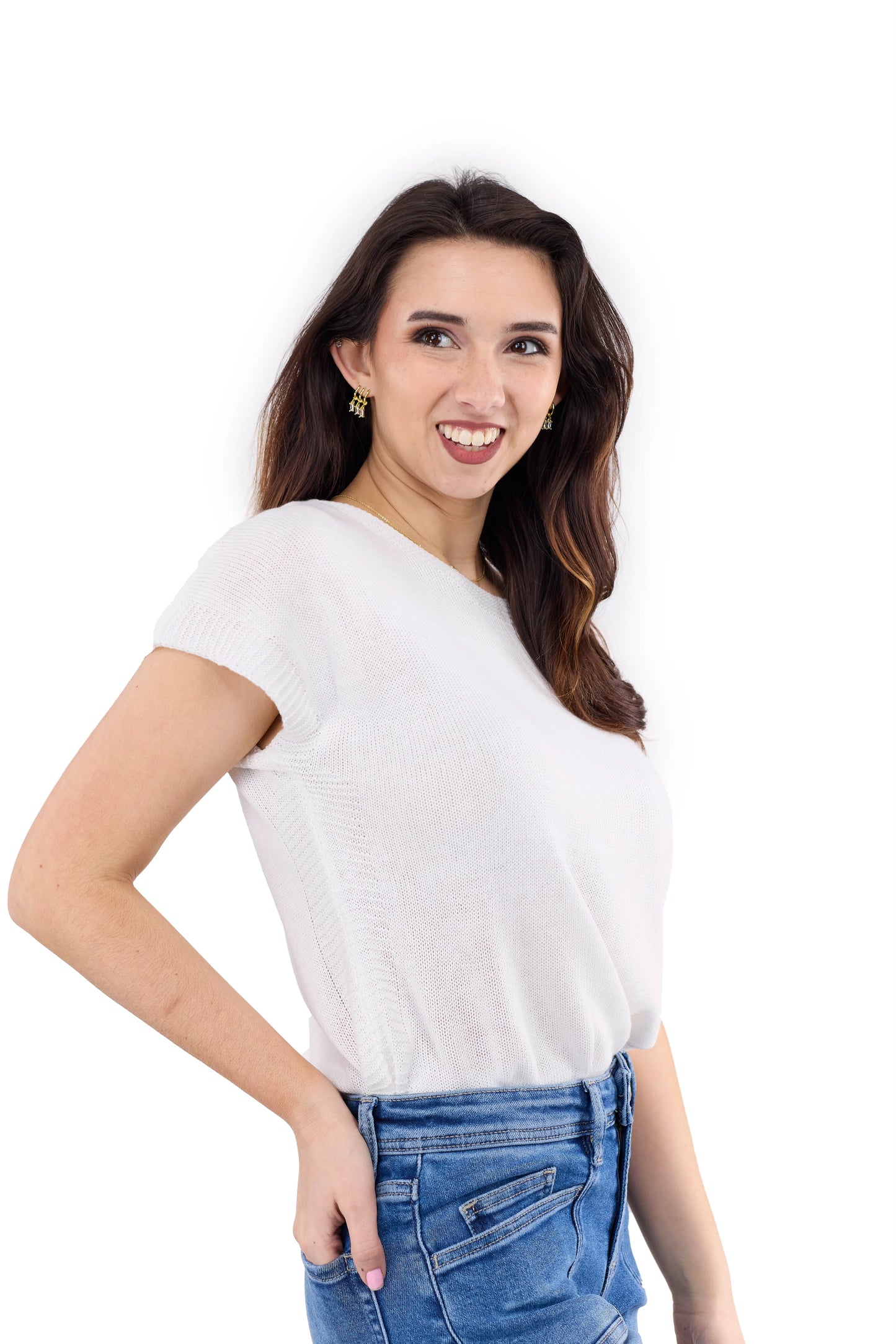 Women's Textured Short Sleeve Sweater