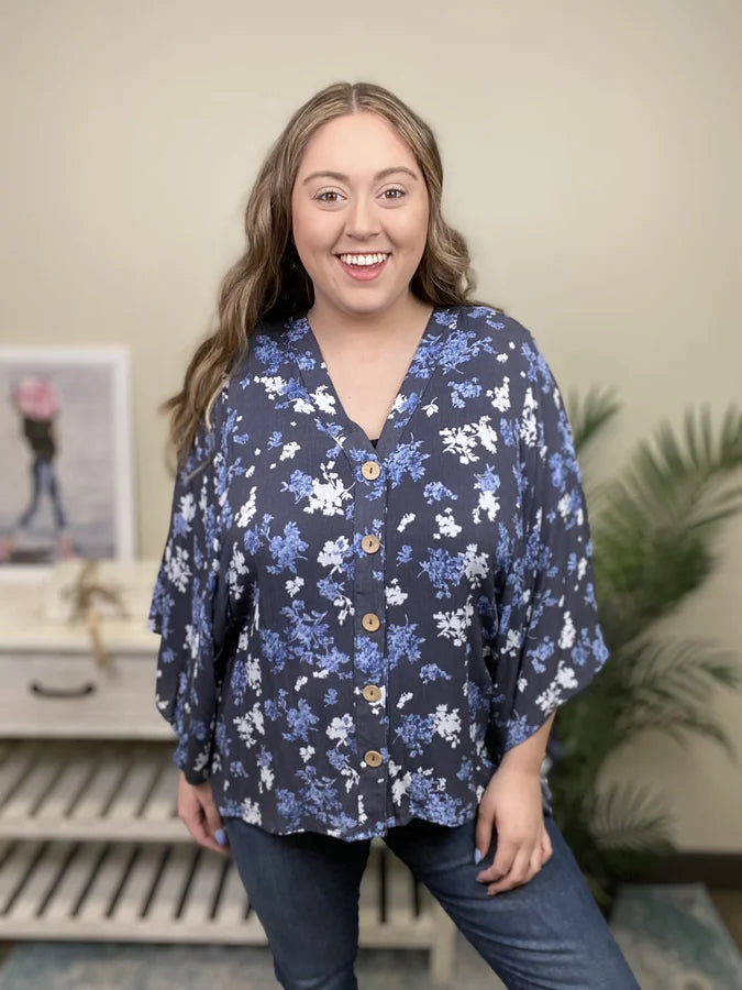 Yours To Keep Women's Hi-Lo 3/4 Kimono Sleeve Top