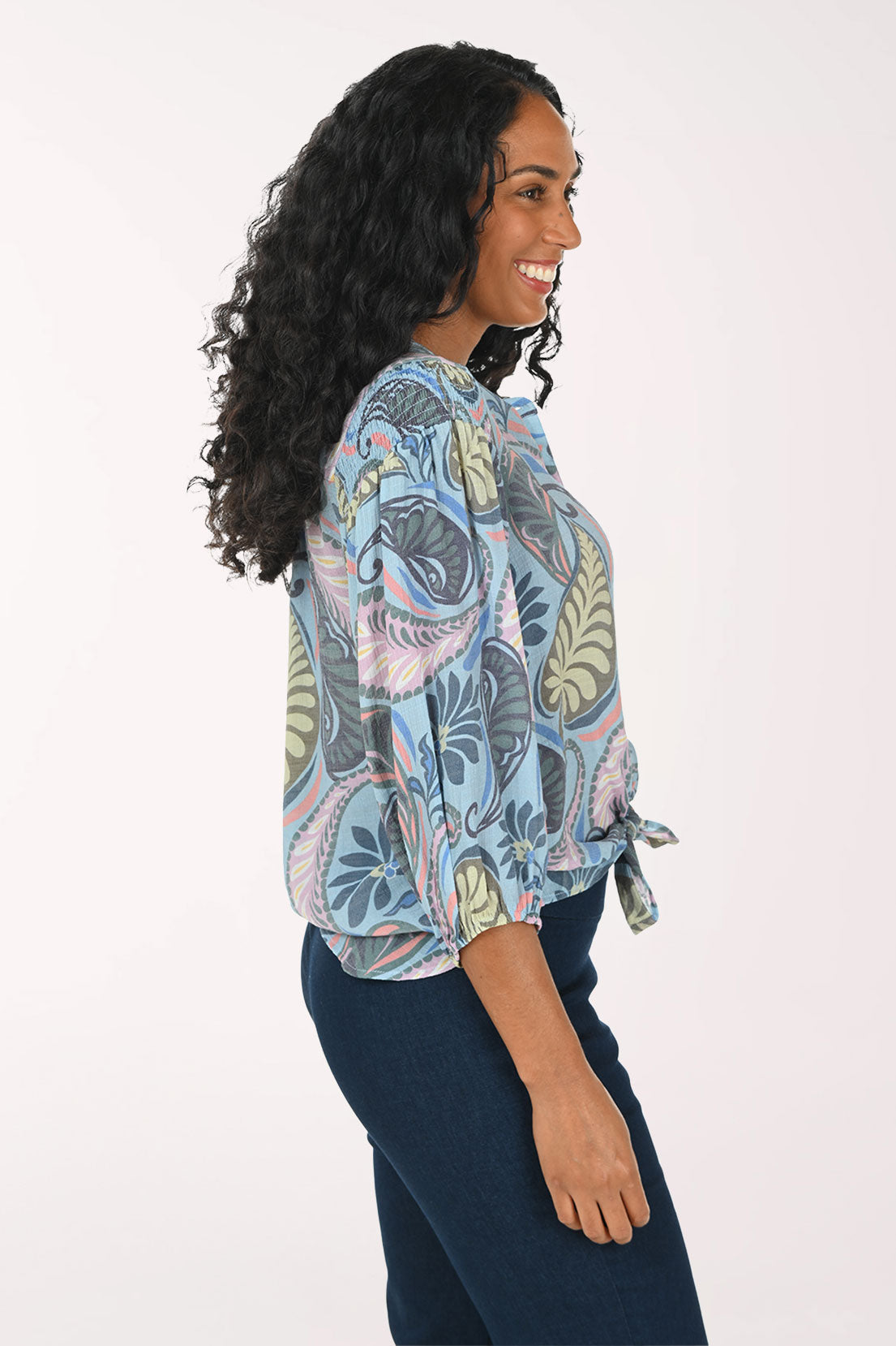 Violet Paisleys Smocked Shoulder Shirt