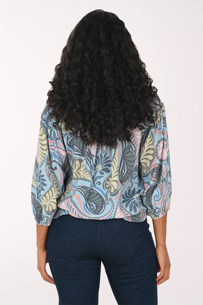 Violet Paisleys Smocked Shoulder Shirt