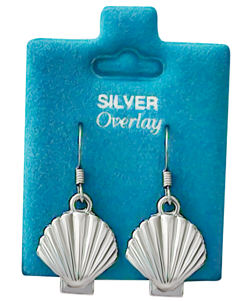 Made In USA Scallop Shell Dangle Earrings Gold or Silver