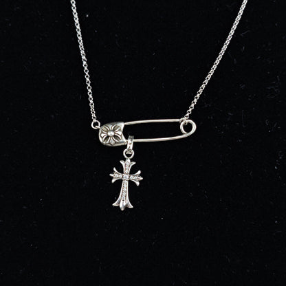 Chrome Hearts Necklace Diamond Cross Pendant Pin