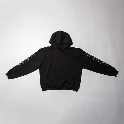 Black Hoodie with Embroidery sleeves size XL