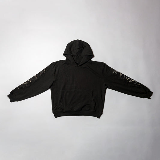 Black Hoodie with Embroidery sleeves size XL
