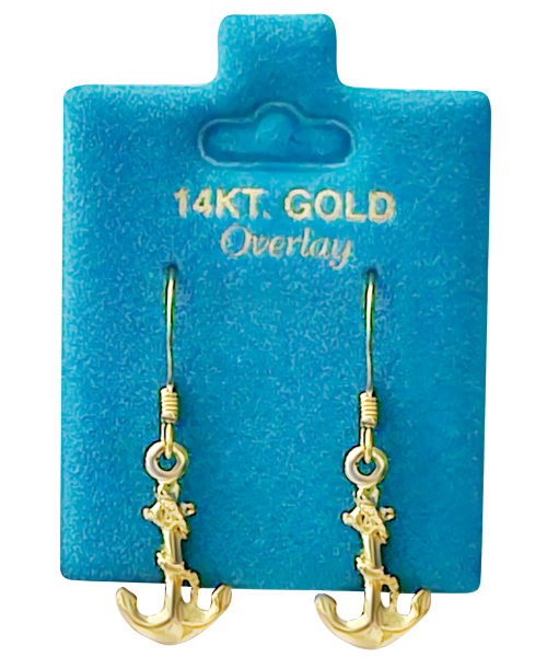 Made In USA Anchor Dangle Earrings Gold or Silver