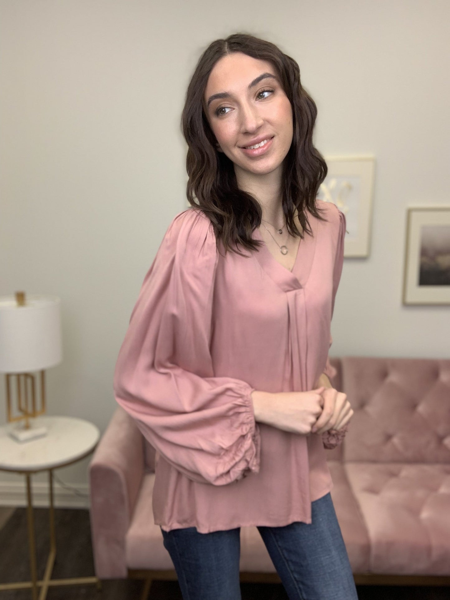 Happy By My Side Women's Puffy Long Sleeve Top