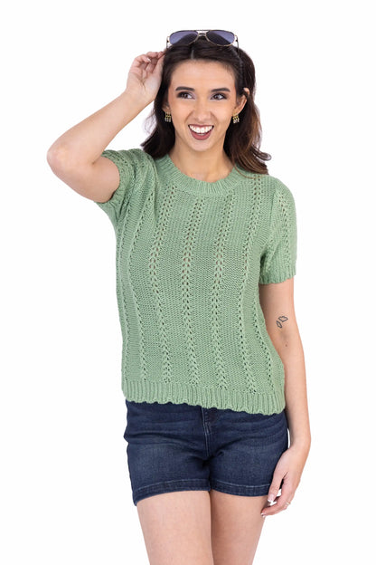 ALB Custom Cora Women's Open Knit Short Sleeve Sweater