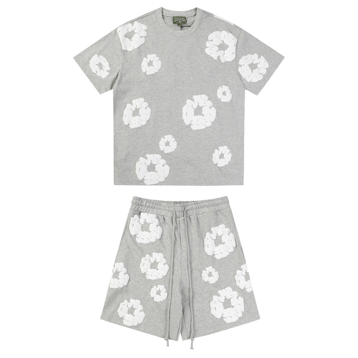 Denim Tears Outfit:T Shirt/Shorts (Separate Purchase Options) Puff Print Short Sleeve T-shirt Loose Couple Shorts Suit