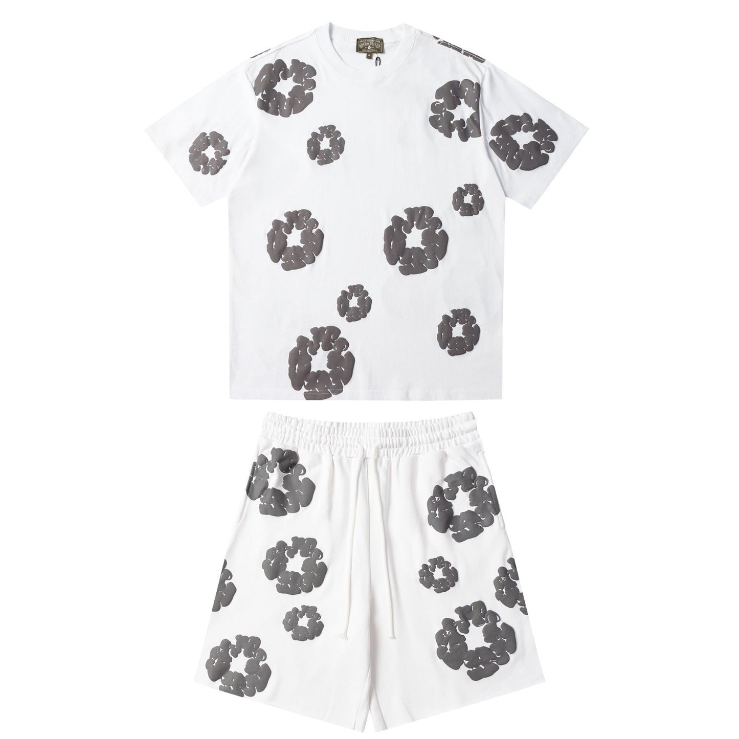 Denim Tears Outfit:T Shirt/Shorts (Separate Purchase Options) Puff Print Short Sleeve T-shirt Loose Couple Shorts Suit