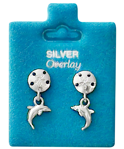 Made In USA Sand Dollar Dolphin Post Dangles Gold/Silver