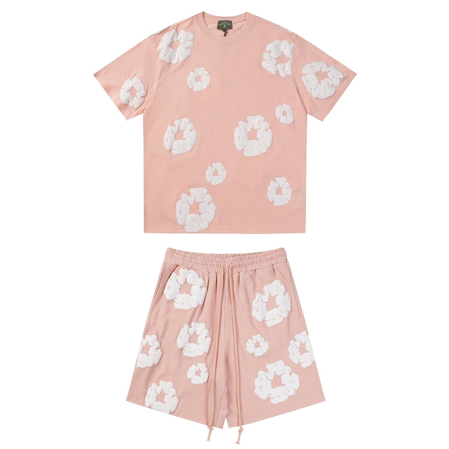 Denim Tears Outfit:T Shirt/Shorts (Separate Purchase Options) Puff Print Short Sleeve T-shirt Loose Couple Shorts Suit