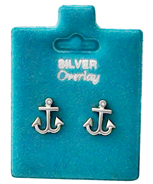 Made In USA Anchor Stud Earrings Gold or Silver