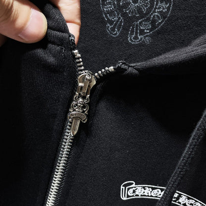 Chh Chrome Hearts Hoodie Cross Sanskrit Pink Sword Autumn/Winter Cardigan Jacket Zip Sweater