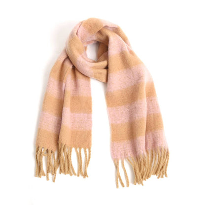 Multi-Color Plaid Oblong Scarf Shawl with Fringe