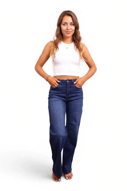 The Jenny High-Rise Tummy Control Vintage Dark Blue Wide Leg Jeans