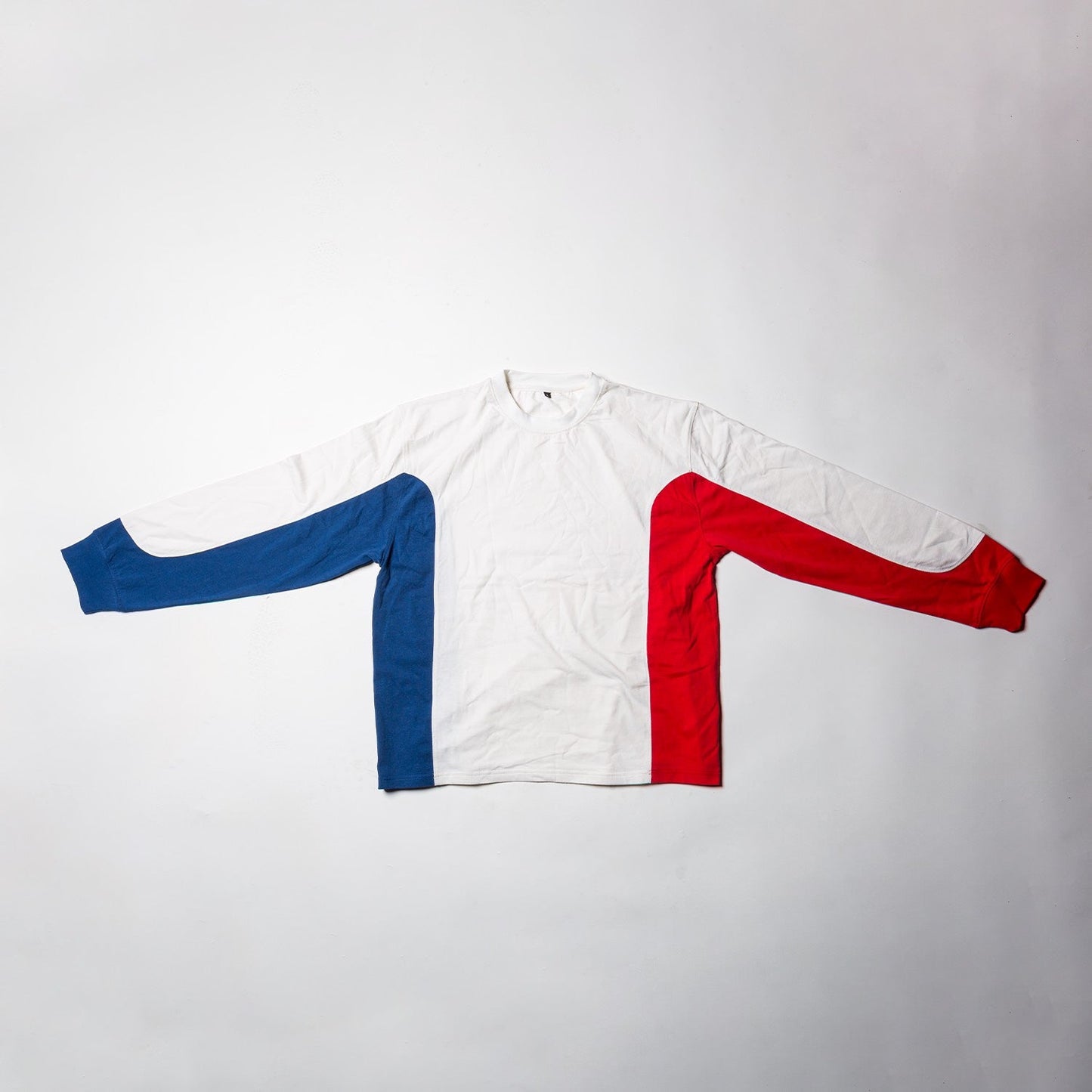 White long sleeve with red and blue panel Size L