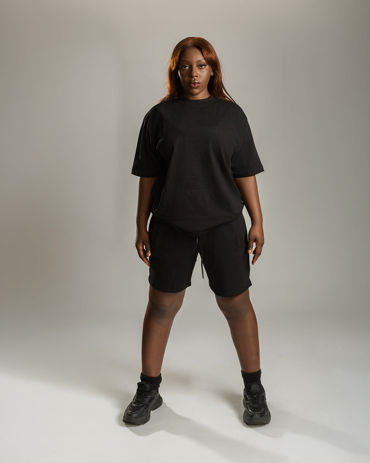 330 GSM Heavy T + Short Set Black