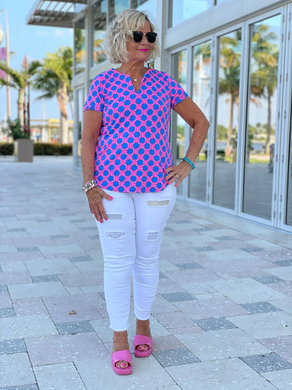 PINK SPADE SHORT SLEEVE TOP