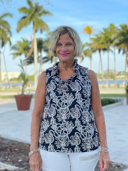 NAUTICAL LANE SLEEVELESS RUFFLE