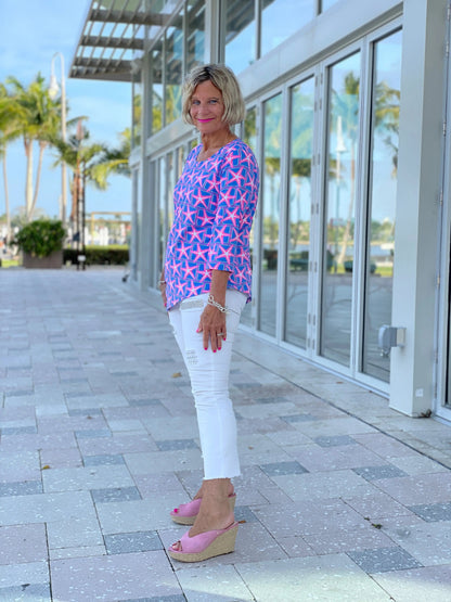PINK STARFISH BEACH ASYMMETRIC TOP