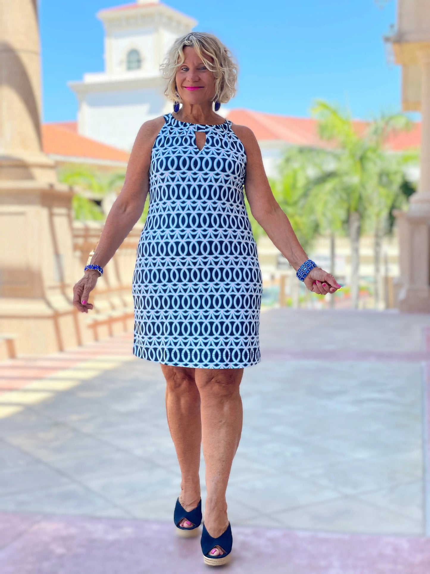 MELINA BLUE KEYHOLE DRESS