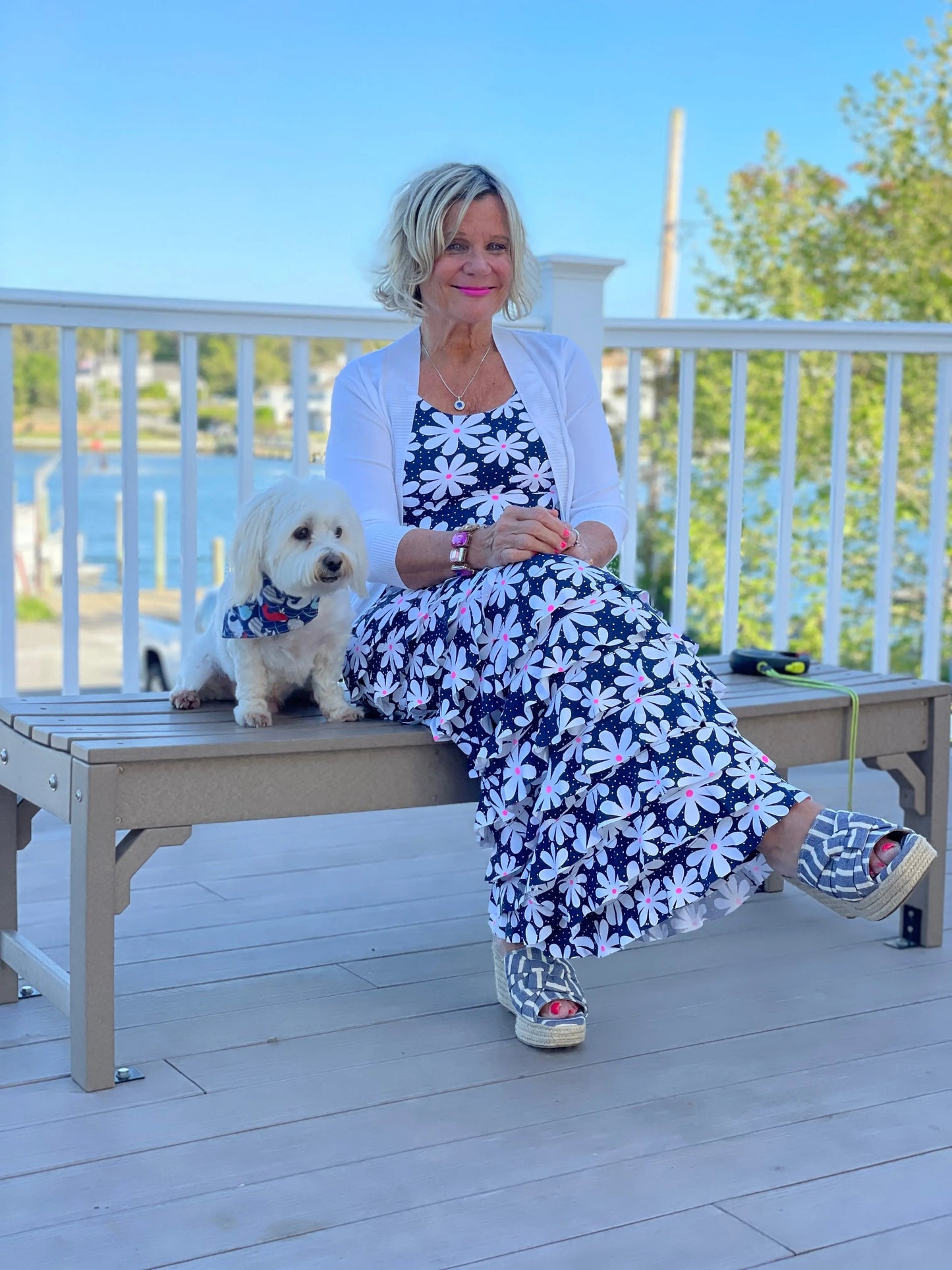 NAVY DAISY MAXI CHA CHA DRESS