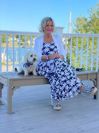 NAVY DAISY MAXI CHA CHA DRESS