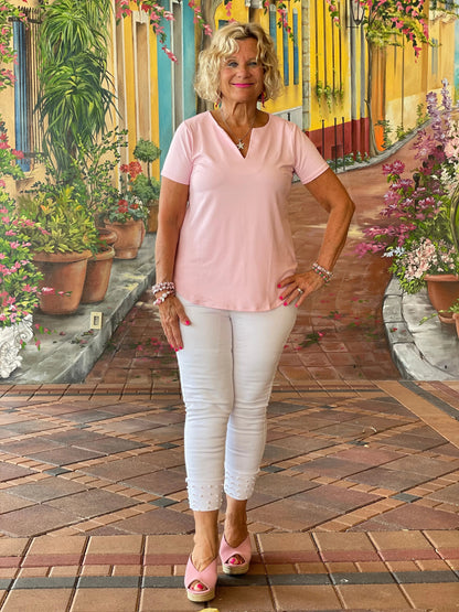 PALE PINK SHORT SLEEVE TOP