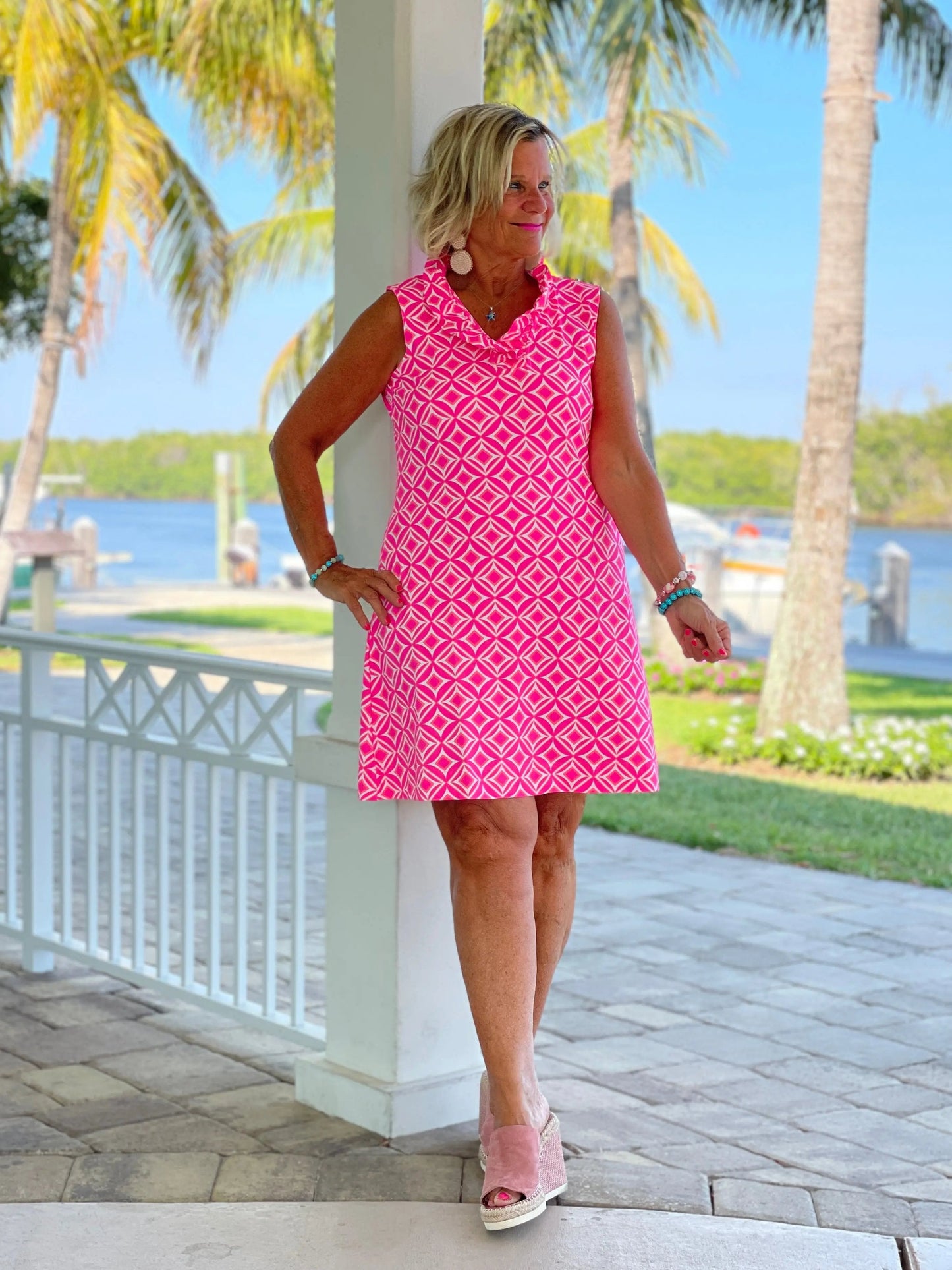 PINK DIAMONDS RUFFLE DRESS