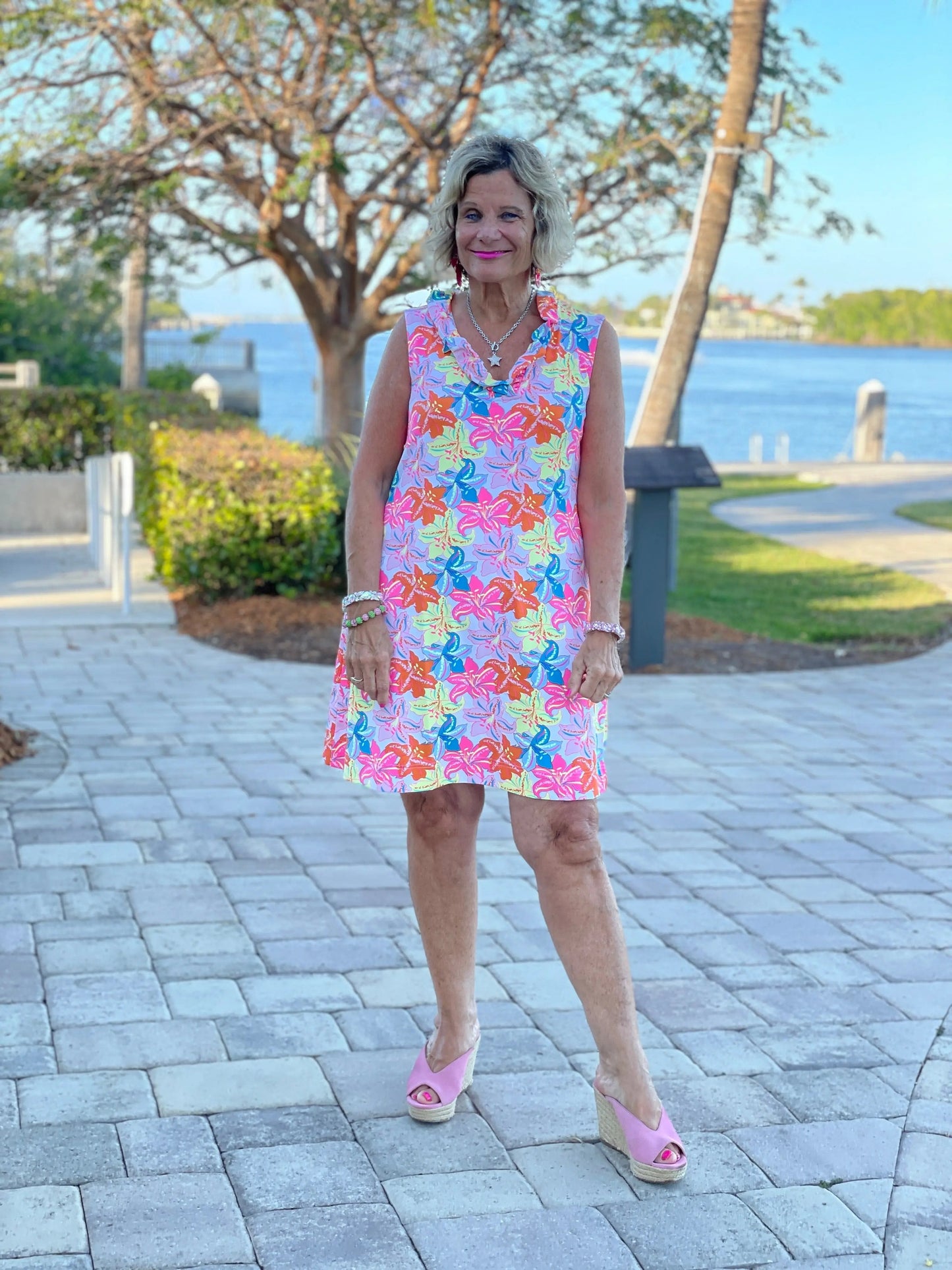 PALM BEACH GARDEN RUFFLE DRESS