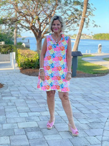 PALM BEACH GARDEN RUFFLE DRESS