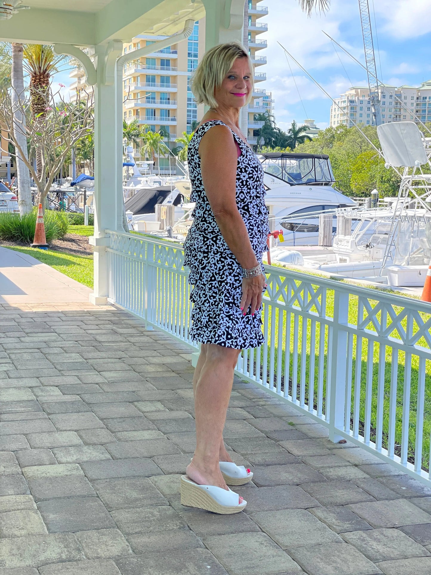 NAPLES DAY LAYERED RUFFLE DRESS