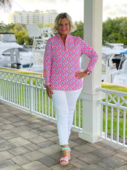 PALM TREE SIESTA HALF ZIPPER