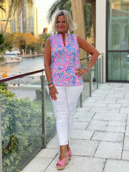 Paisley Sleeveless Zipper