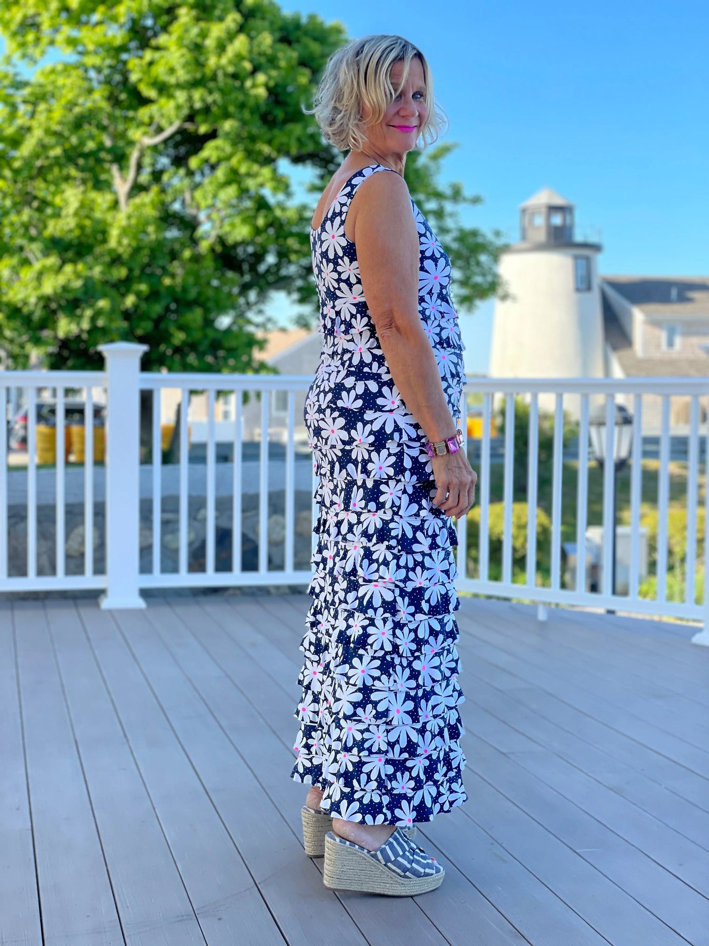 NAVY DAISY MAXI CHA CHA DRESS