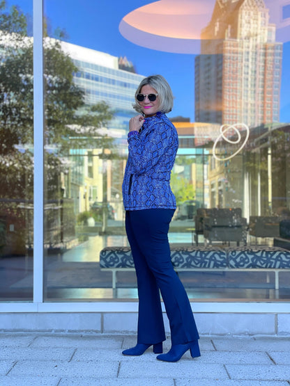 SAVANNA BLUE FULL ZIPPER TOP