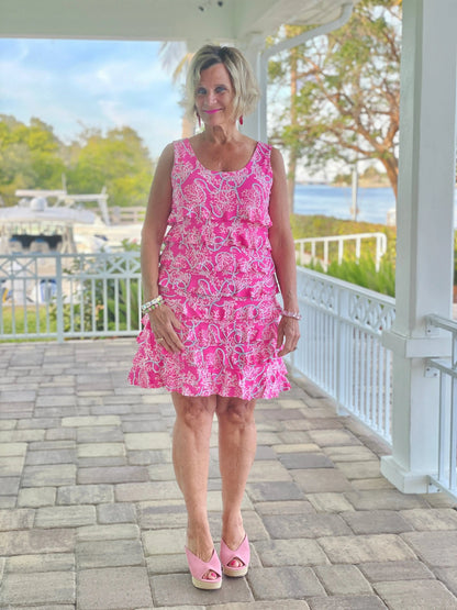 PINK LANE LAYERED RUFFLE DRESS