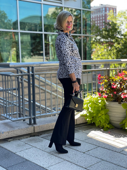 SNOW LEOPARD RUFFLE TOP