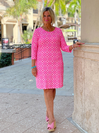 PINK DIAMONDS SLEEVE DRESS