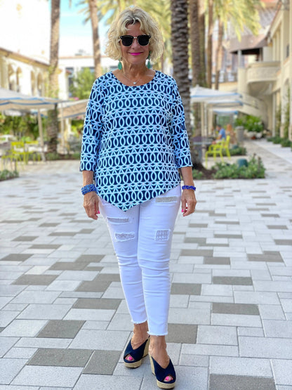 MELINA BLUE ASYMMETRIC TOP