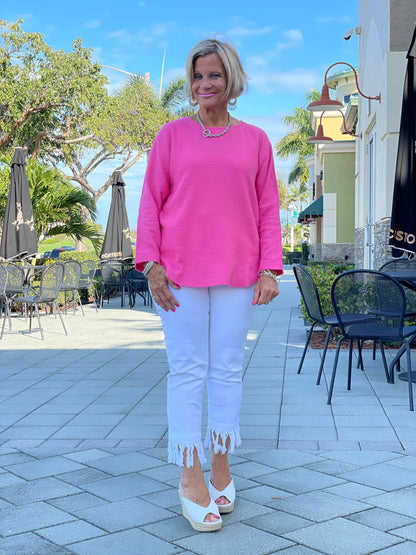 PINK LONG WAFFLE COTTON