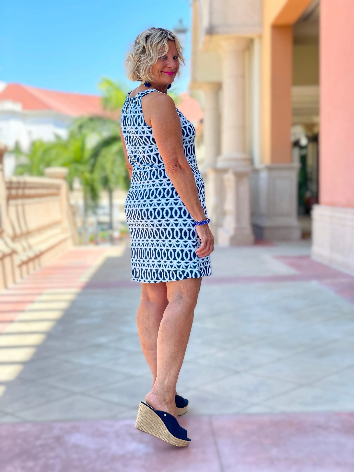MELINA BLUE KEYHOLE DRESS