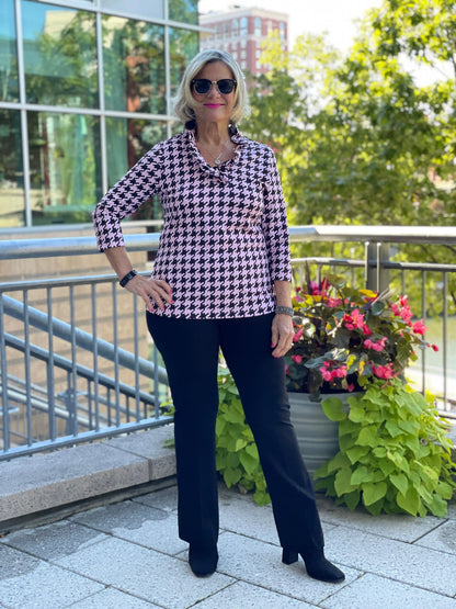 PINK HOUNDSTOOTH RUFFLE