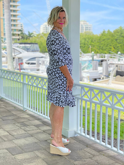 NAPLES DAY RUFFLE SLEEVE DRESS