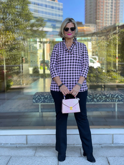 PINK HOUNDSTOOTH RUFFLE